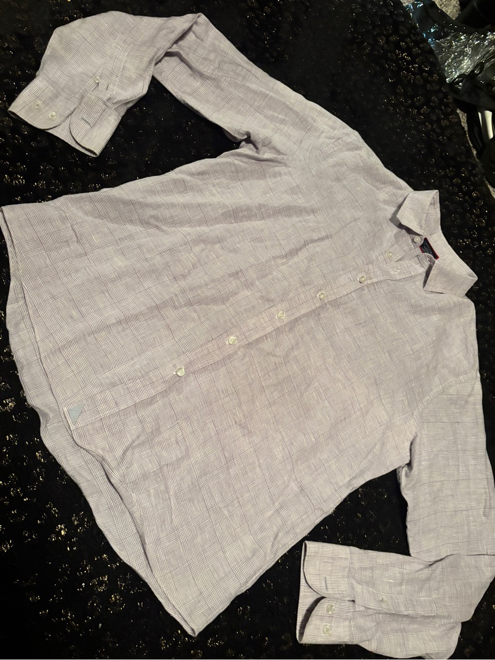 UNTUCKit Men's Lavender 100% Linen Plaid Casual Button-Down Shirt